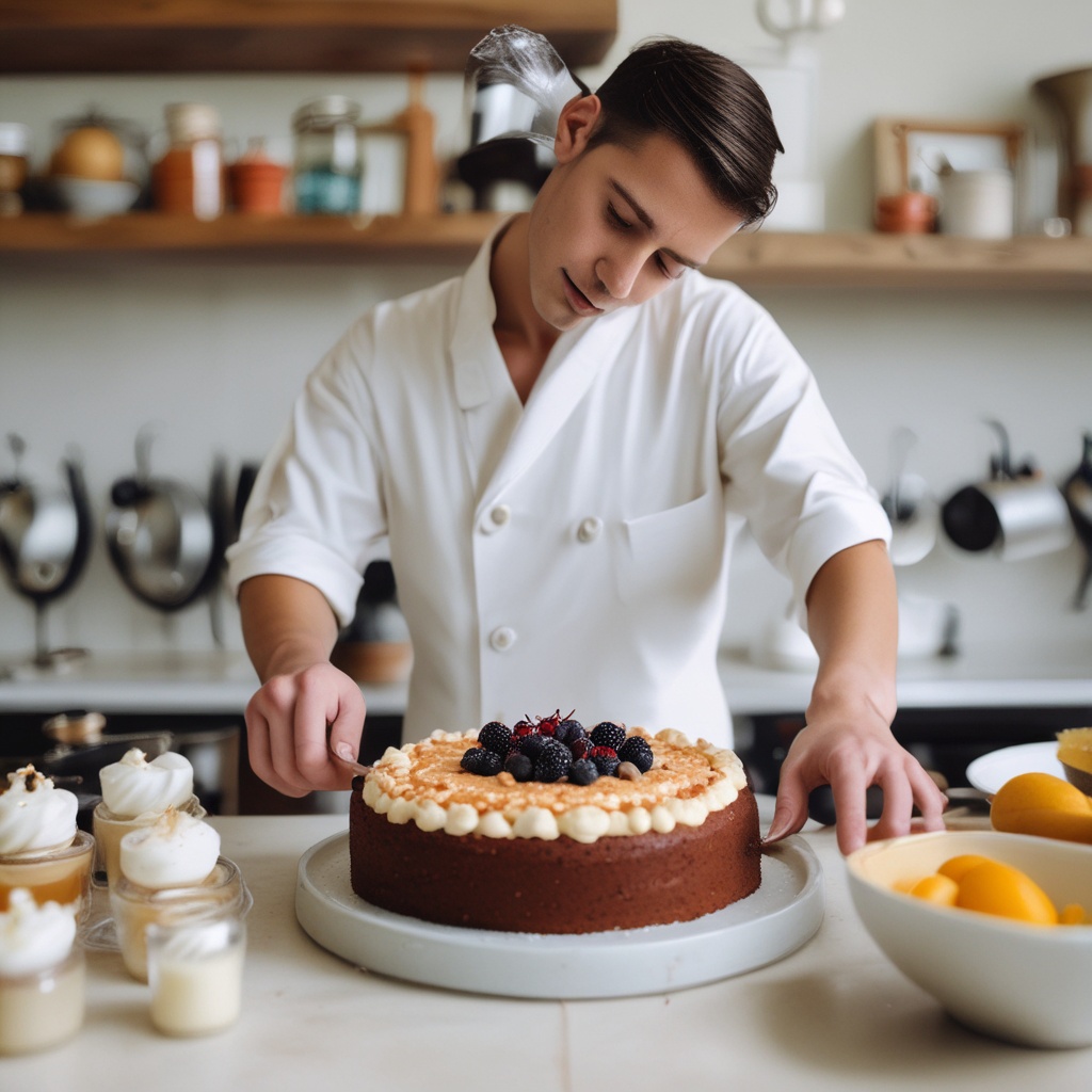 A person preparing a cake